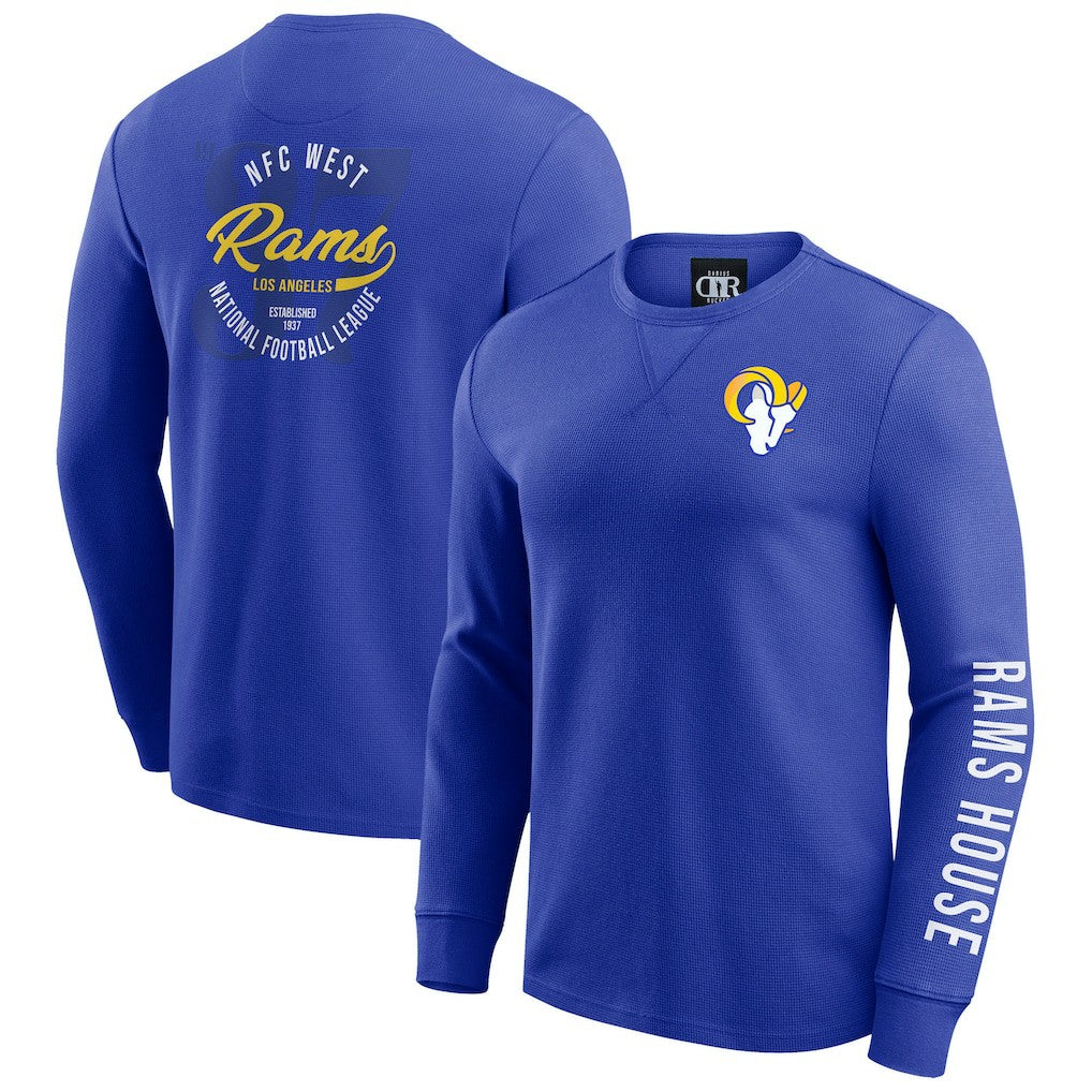 Los Angeles Rams Darius Rucker Collection Washed Waffle-Knit Long Sleeve T-Shirt Royal | Fanatics