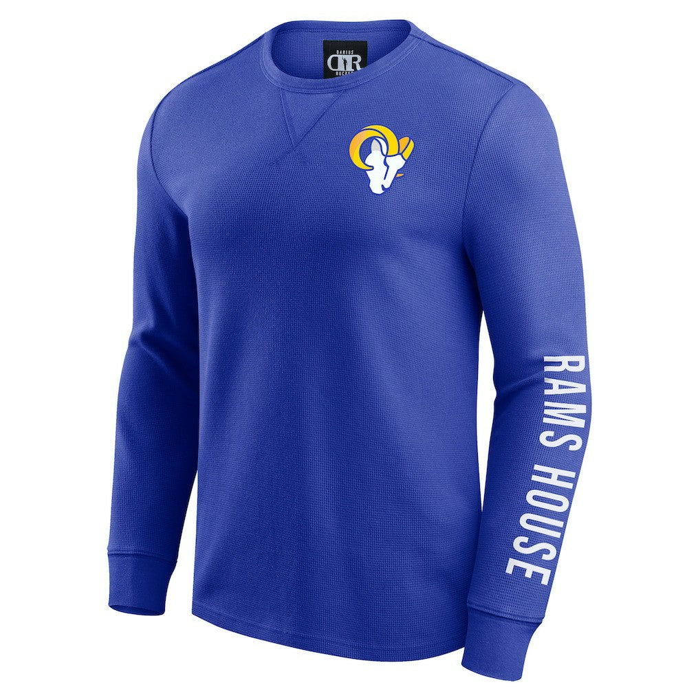 Los Angeles Rams Darius Rucker Collection Washed Waffle-Knit Long Sleeve T-Shirt Royal | Fanatics
