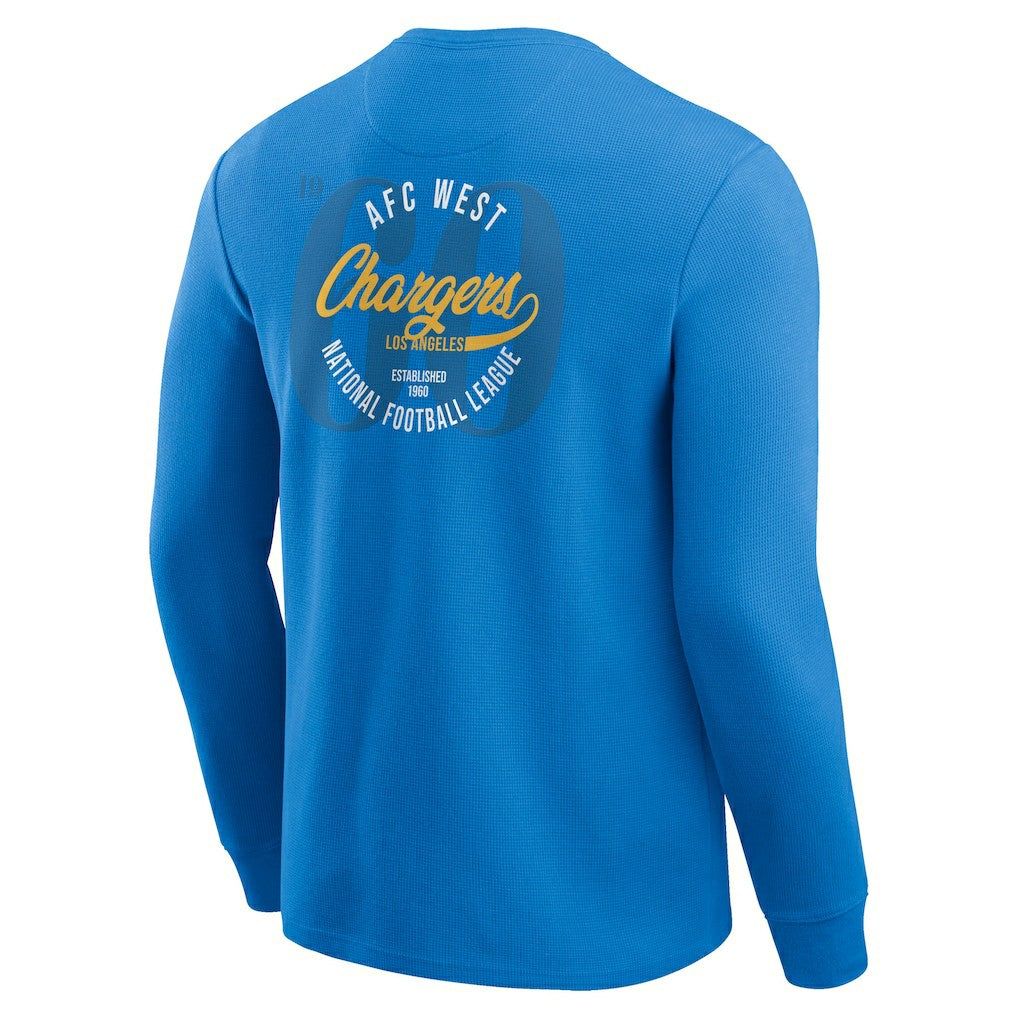 Los Angeles Chargers Darius Rucker Collection Washed Waffle-Knit Long Sleeve T-Shirt Powder Blue | Fanatics