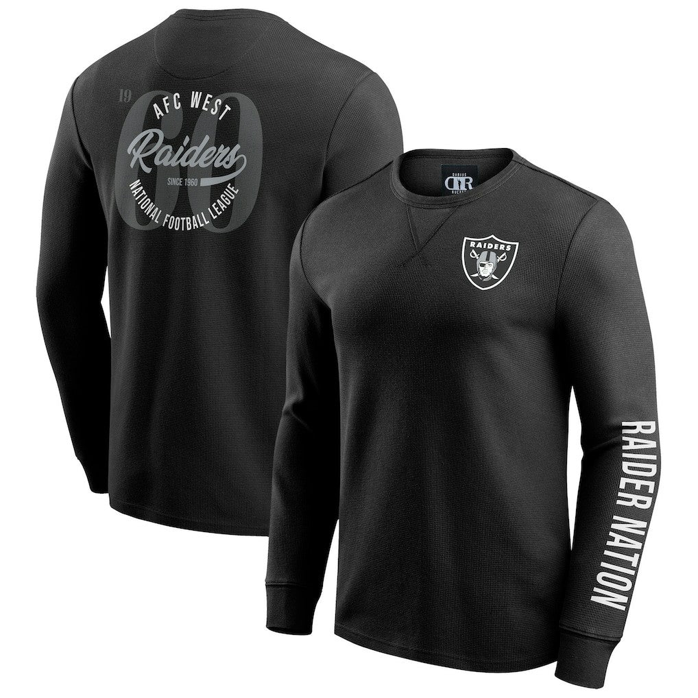 Las Vegas Raiders Darius Rucker Collection Washed Waffle-Knit Long Sleeve T-Shirt Black | Fanatics