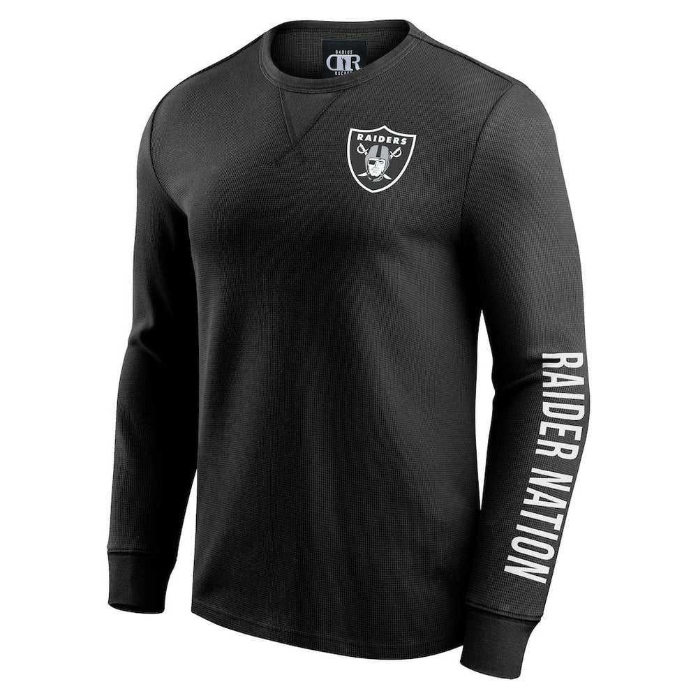 Las Vegas Raiders Darius Rucker Collection Washed Waffle-Knit Long Sleeve T-Shirt Black | Fanatics