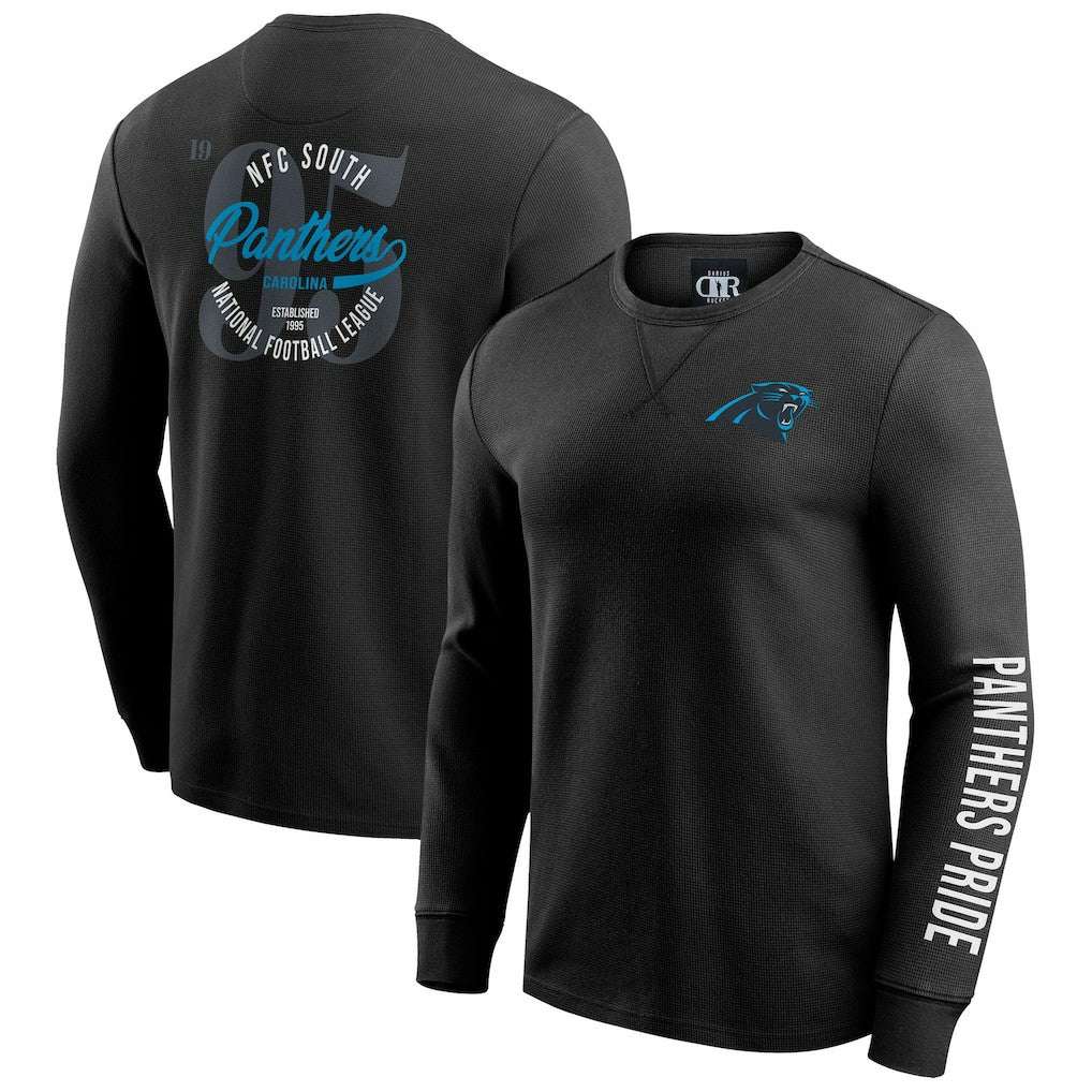 Carolina Panthers Darius Rucker Collection Washed Waffle-Knit Long Sleeve T-Shirt Black | Fanatics