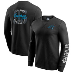 Carolina Panthers Darius Rucker Collection Washed Waffle-Knit Long Sleeve T-Shirt Black | Fanatics
