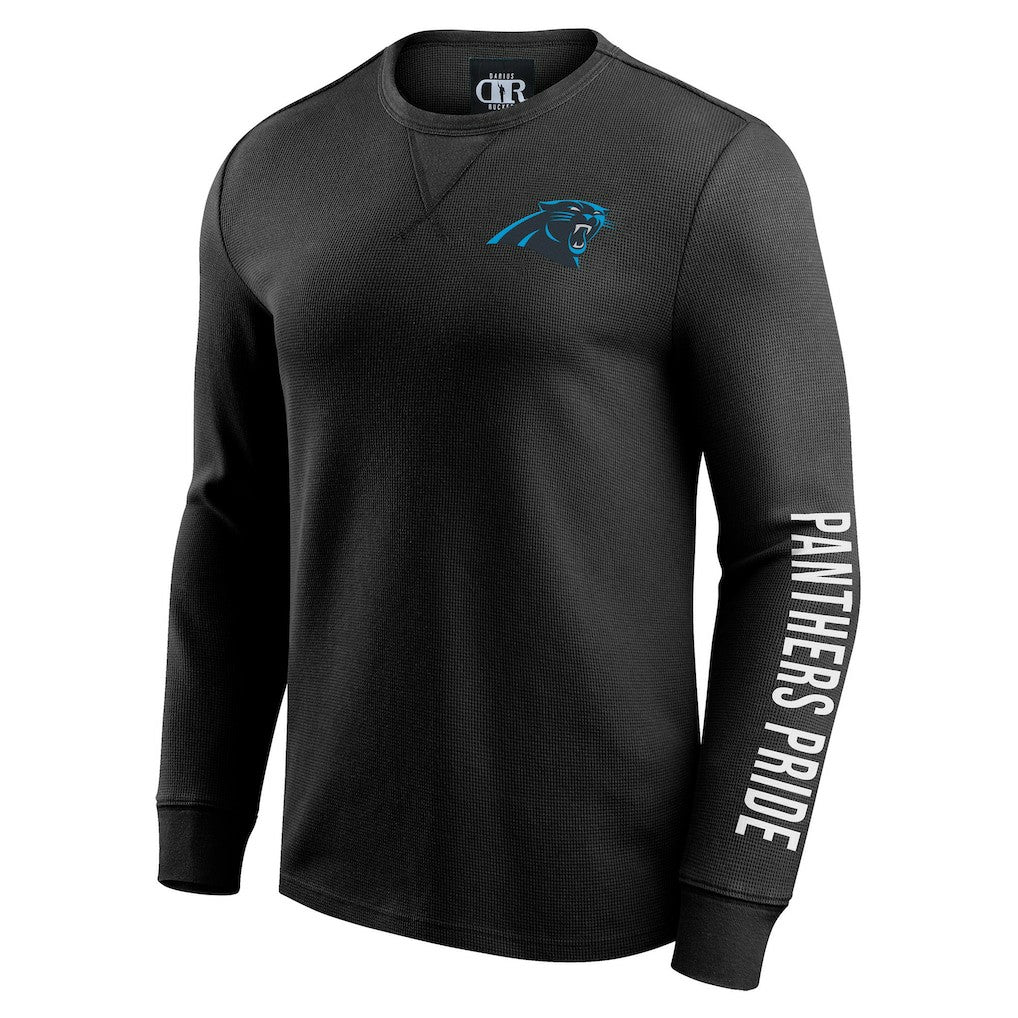 Carolina Panthers Darius Rucker Collection Washed Waffle-Knit Long Sleeve T-Shirt Black | Fanatics