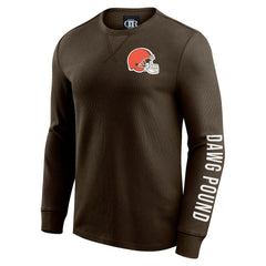Cleveland Browns Darius Rucker Collection Washed Waffle-Knit Long Sleeve T-Shirt Brown | Fanatics
