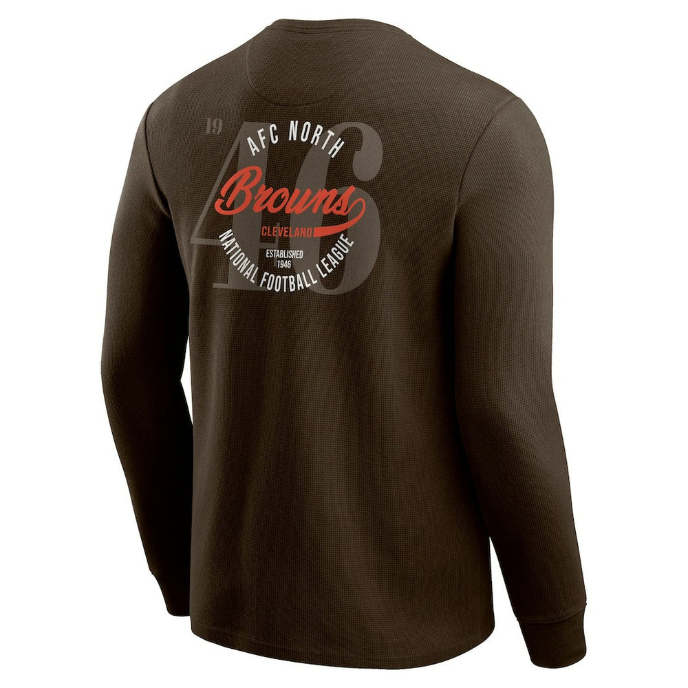 Cleveland Browns Darius Rucker Collection Washed Waffle-Knit Long Sleeve T-Shirt Brown | Fanatics