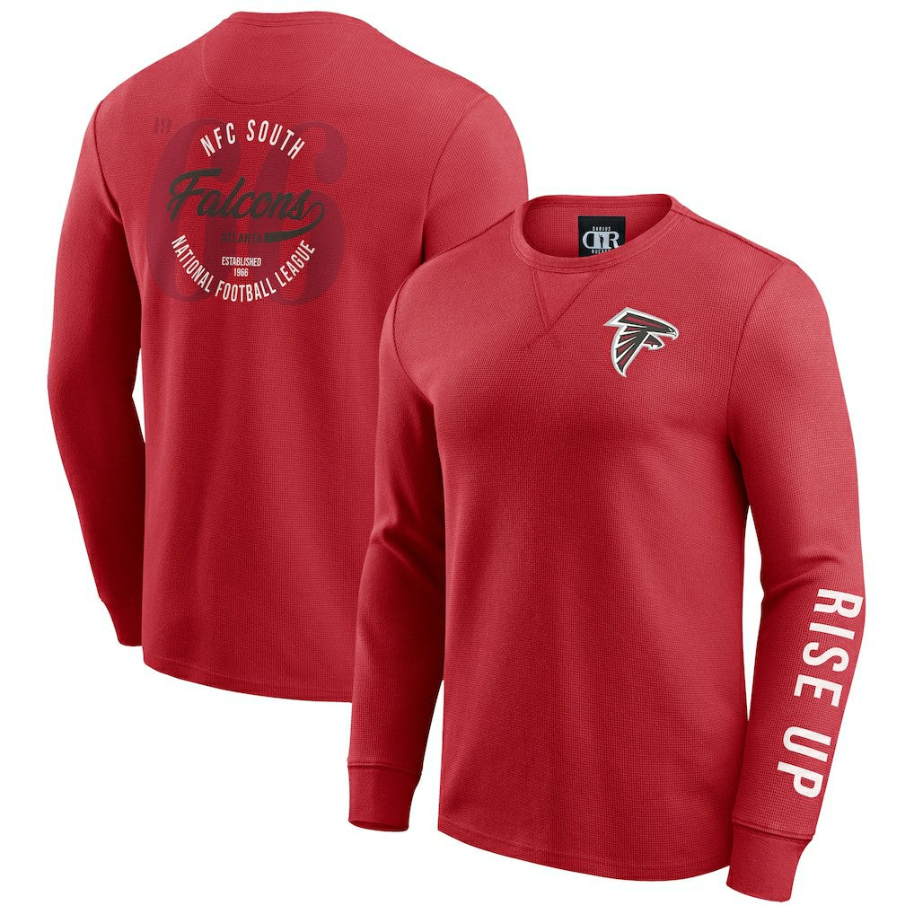 Atlanta Falcons Darius Rucker Collection Washed Waffle-Knit Long Sleeve T-Shirt Red | Fanatics