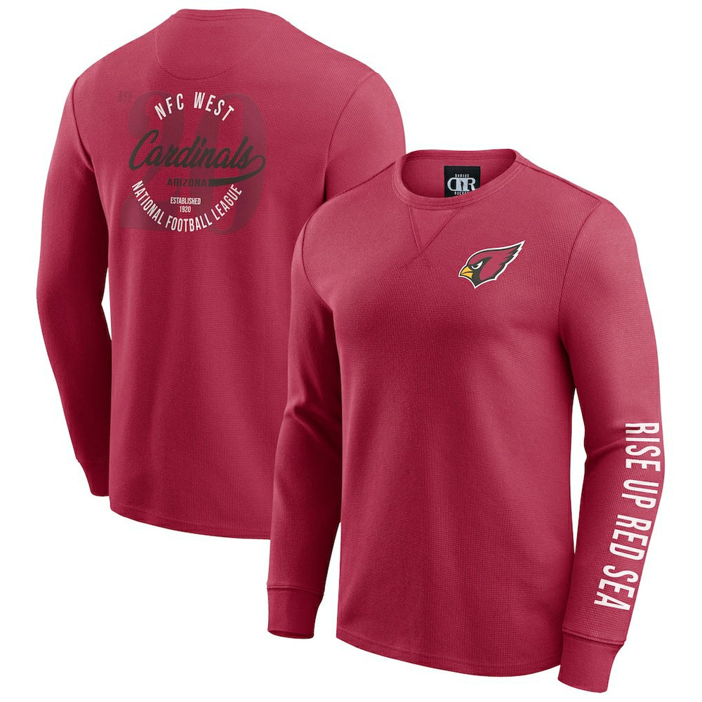 Arizona Cardinals Darius Rucker Collection Washed Waffle-Knit Long Sleeve T-Shirt Red | Fanatics
