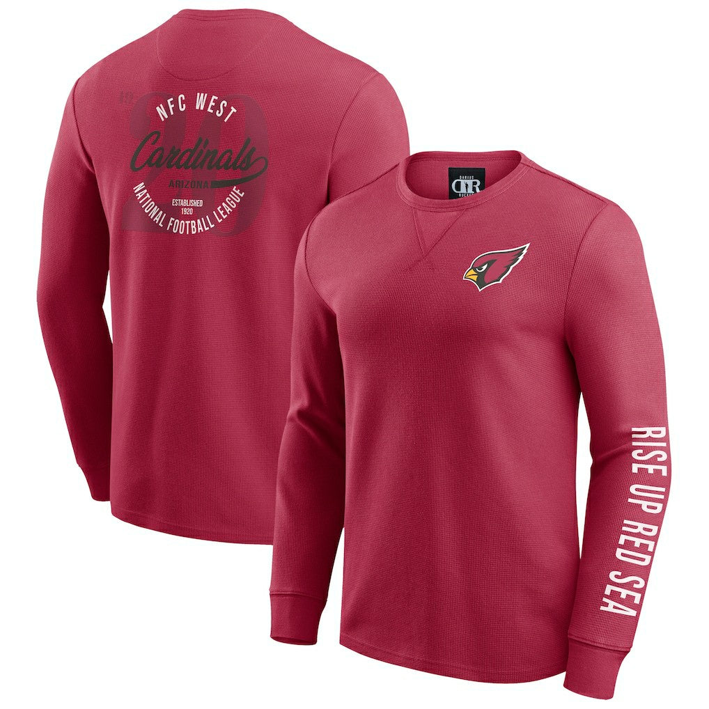 Arizona Cardinals Darius Rucker Collection Washed Waffle-Knit Long Sleeve T-Shirt Red | Fanatics