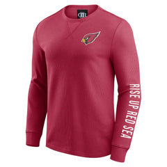 Arizona Cardinals Darius Rucker Collection Washed Waffle-Knit Long Sleeve T-Shirt Red | Fanatics