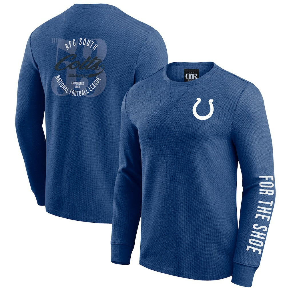 Indianapolis Colts Darius Rucker Collection Washed Waffle-Knit Long Sleeve T-Shirt Royal | Fanatics