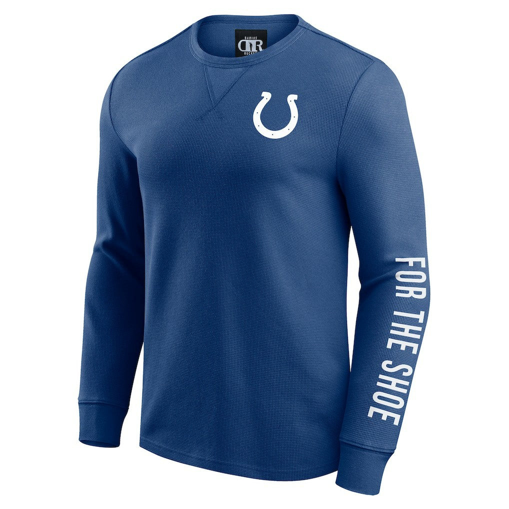 Indianapolis Colts Darius Rucker Collection Washed Waffle-Knit Long Sleeve T-Shirt Royal | Fanatics