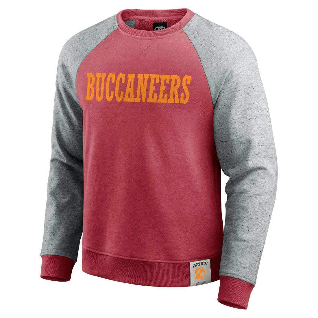 Tampa Bay Buccaneers Darius Rucker Collection Throwback Color Block Raglan Pullover Sweatshirt Red/Heather Gray | Fanatics