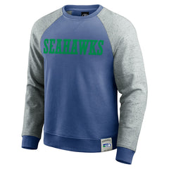 Seattle Seahawks Darius Rucker Collection Throwback Color Block Raglan Pullover Sweatshirt Royal/Heather Gray | Fanatics