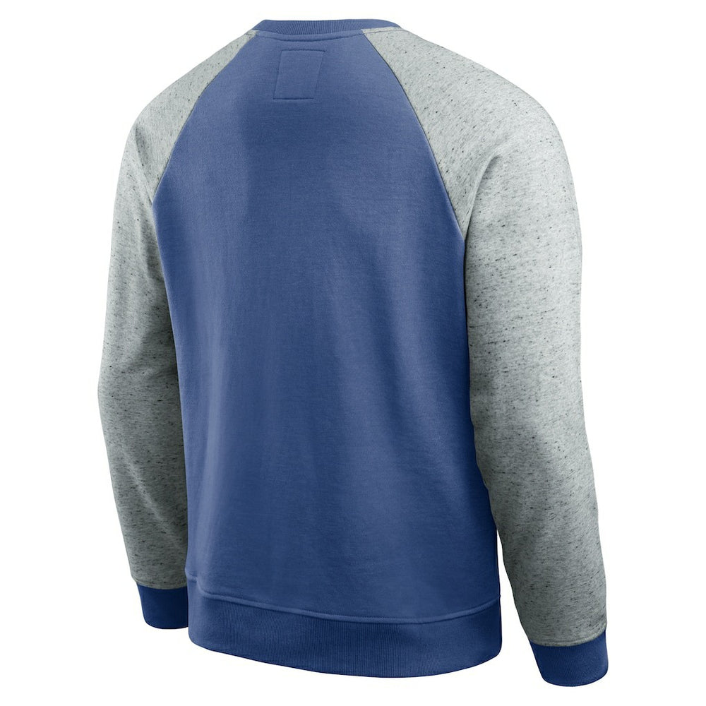 Seattle Seahawks Darius Rucker Collection Throwback Color Block Raglan Pullover Sweatshirt Royal/Heather Gray | Fanatics