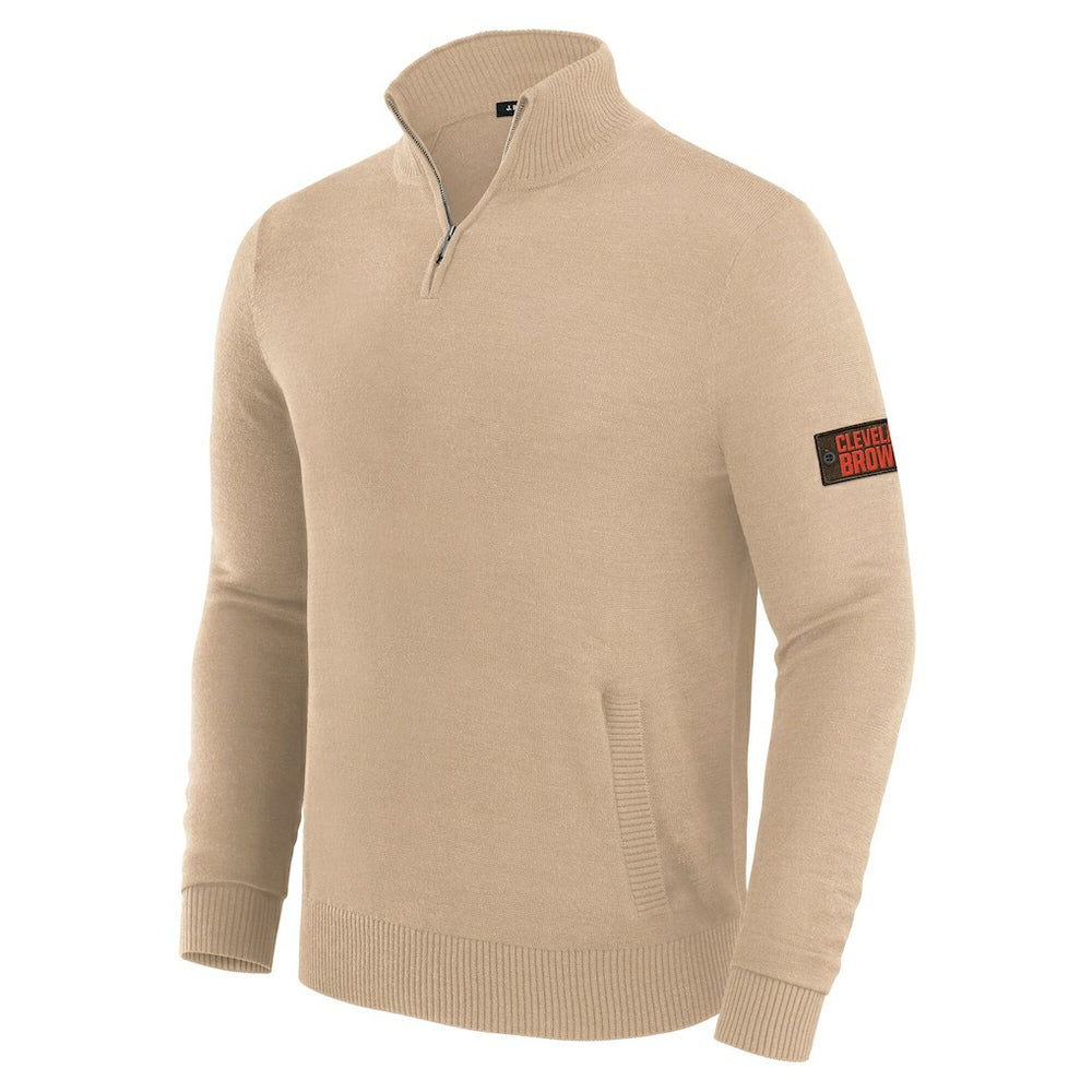Cleveland Browns J. Palmer Franchise Quarter-Zip Sweater Tan | NFL