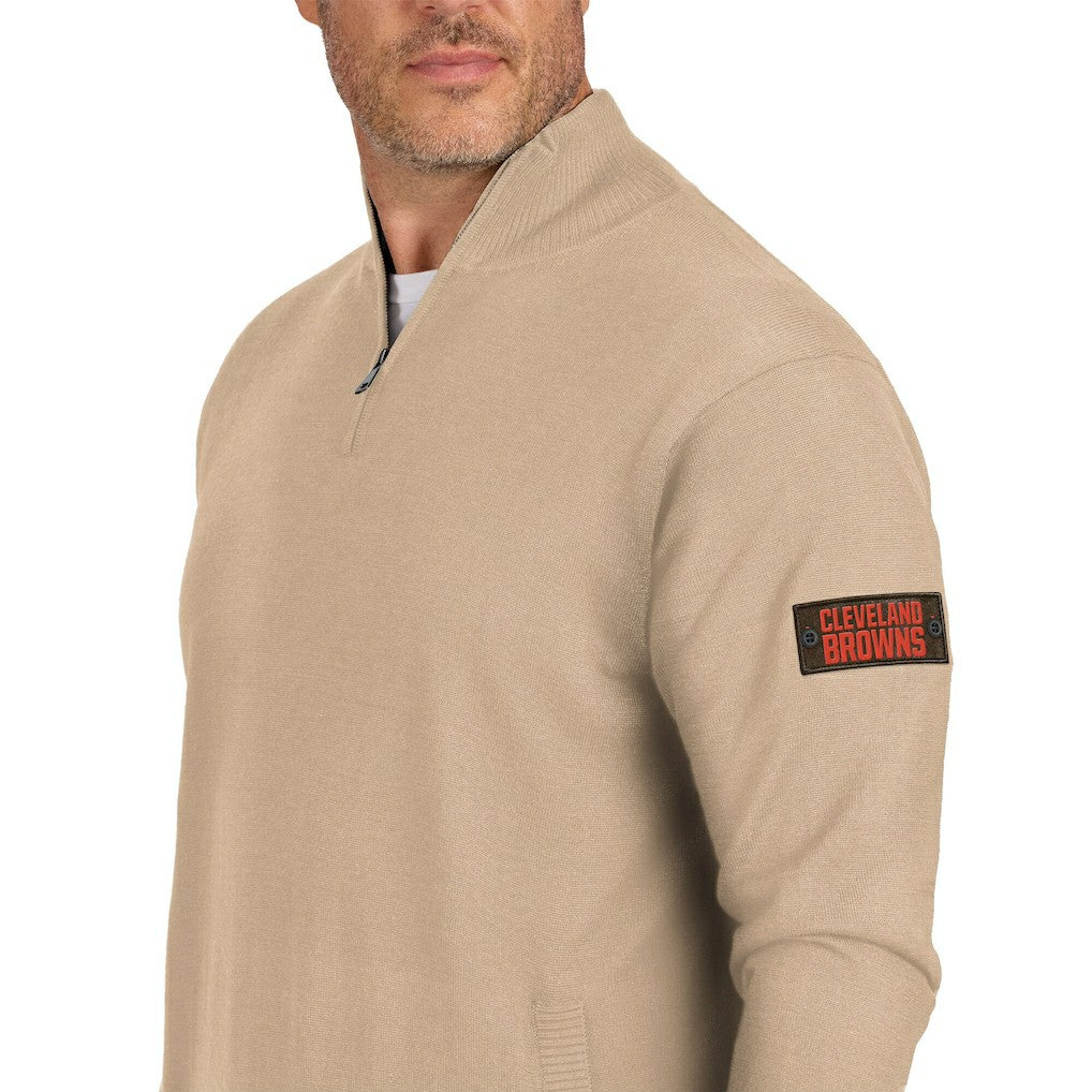 Cleveland Browns J. Palmer Franchise Quarter-Zip Sweater Tan | NFL