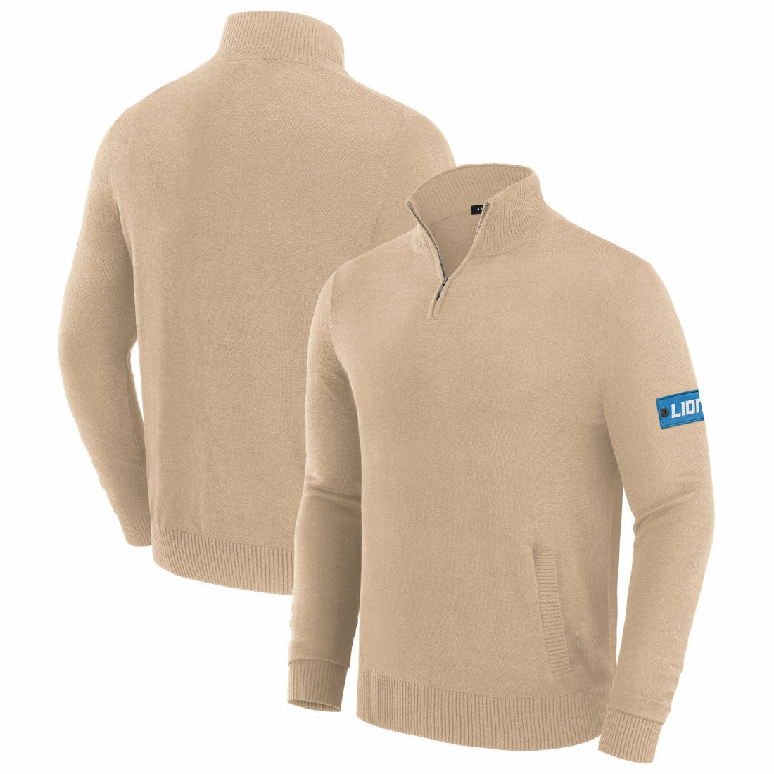 Detroit Lions J. Palmer Franchise Quarter-Zip Sweater Tan | NFL