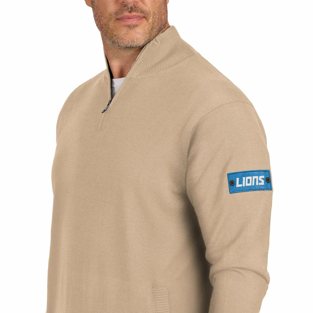 Detroit Lions J. Palmer Franchise Quarter-Zip Sweater Tan | NFL