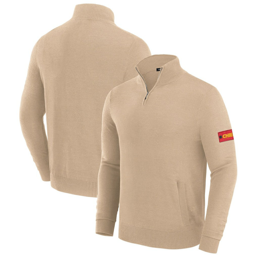 Kansas City Chiefs J. Palmer Franchise Quarter-Zip Sweater Tan | NFL