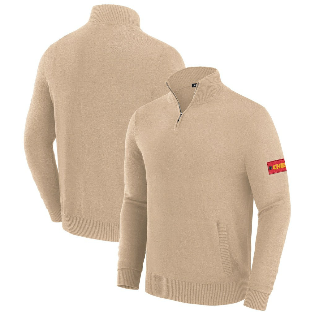 Kansas City Chiefs J. Palmer Franchise Quarter-Zip Sweater Tan | NFL