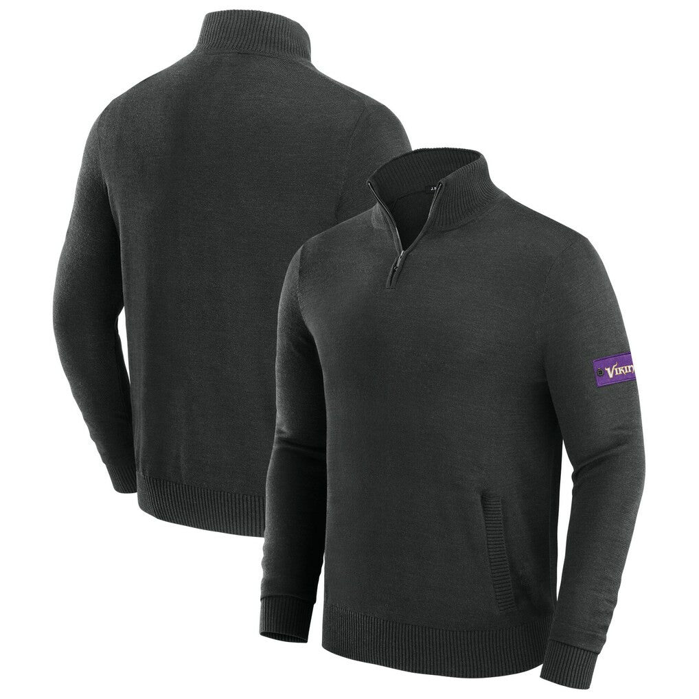 Minnesota Vikings J. Palmer Franchise Quarter-Zip Sweater Black | NFL