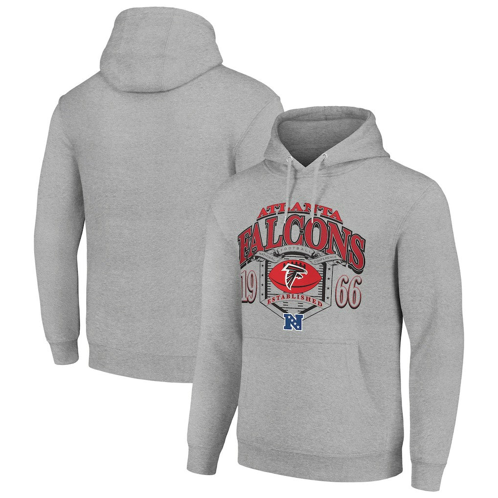 Atlanta Falcons Starter 80s Retro Pullover Hoodie Heather Gray | NFL