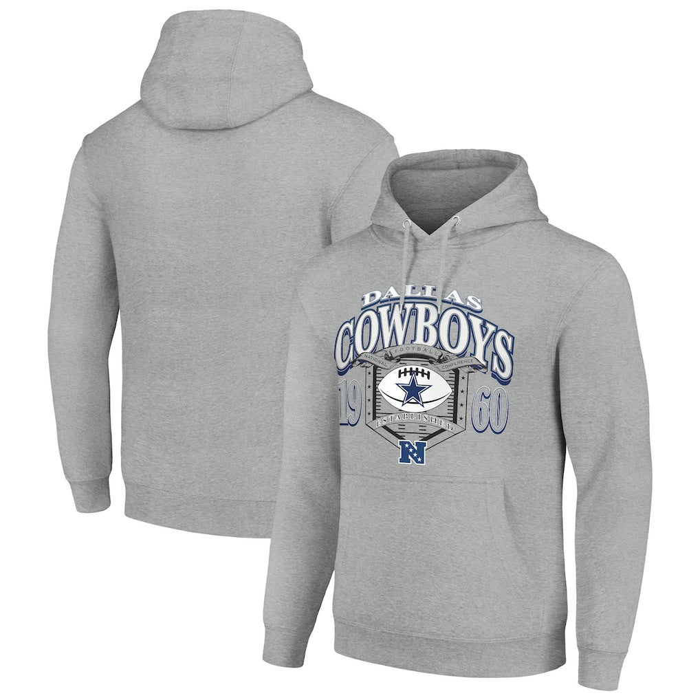 Dallas Cowboys Starter 80s Retro Pullover Hoodie Heather Gray | NFL