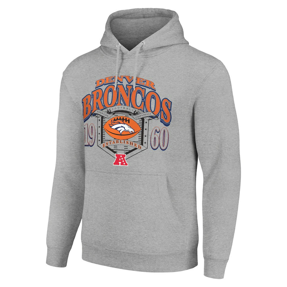 Denver Broncos Starter 80s Retro Pullover Hoodie Heather Gray | NFL