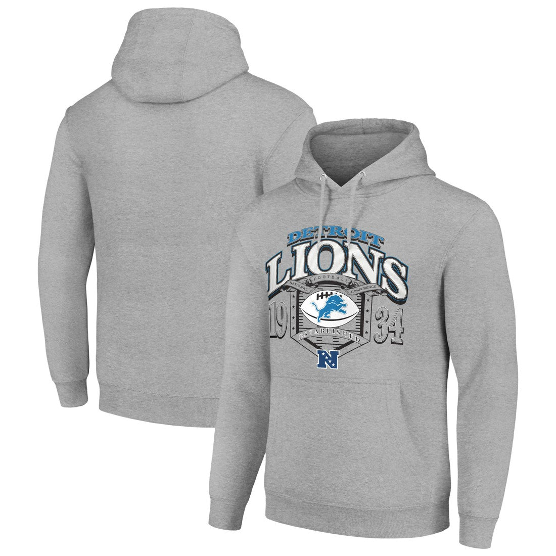Detroit Lions Starter 80s Retro Pullover Hoodie Heather Gray | NFL