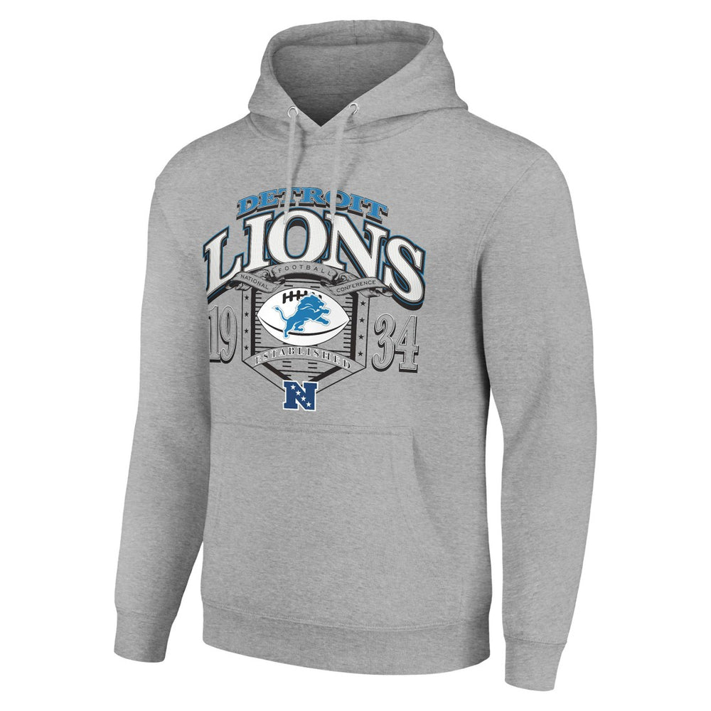 Detroit Lions Starter 80s Retro Pullover Hoodie Heather Gray | NFL