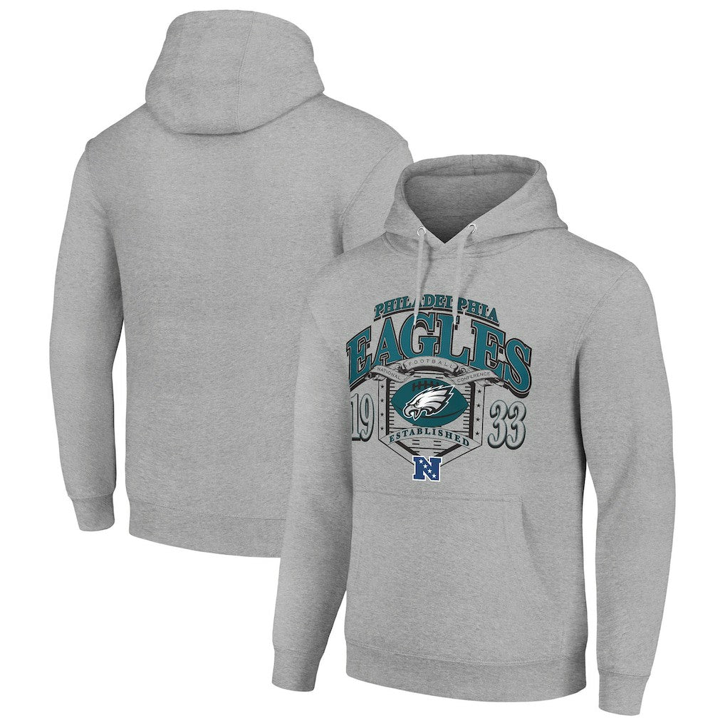 Philadelphia Eagles Starter 80s Retro Pullover Hoodie Heather Gray | NFL
