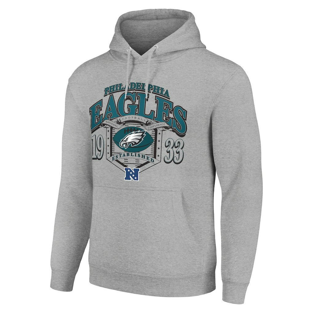 Philadelphia Eagles Starter 80s Retro Pullover Hoodie Heather Gray | NFL