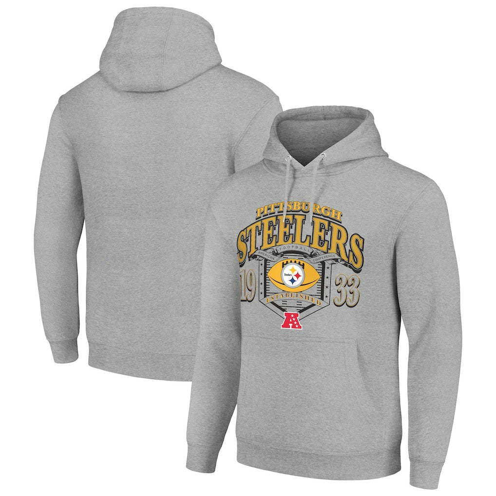 Pittsburgh Steelers Starter 80s Retro Pullover Hoodie Heather Gray | NFL