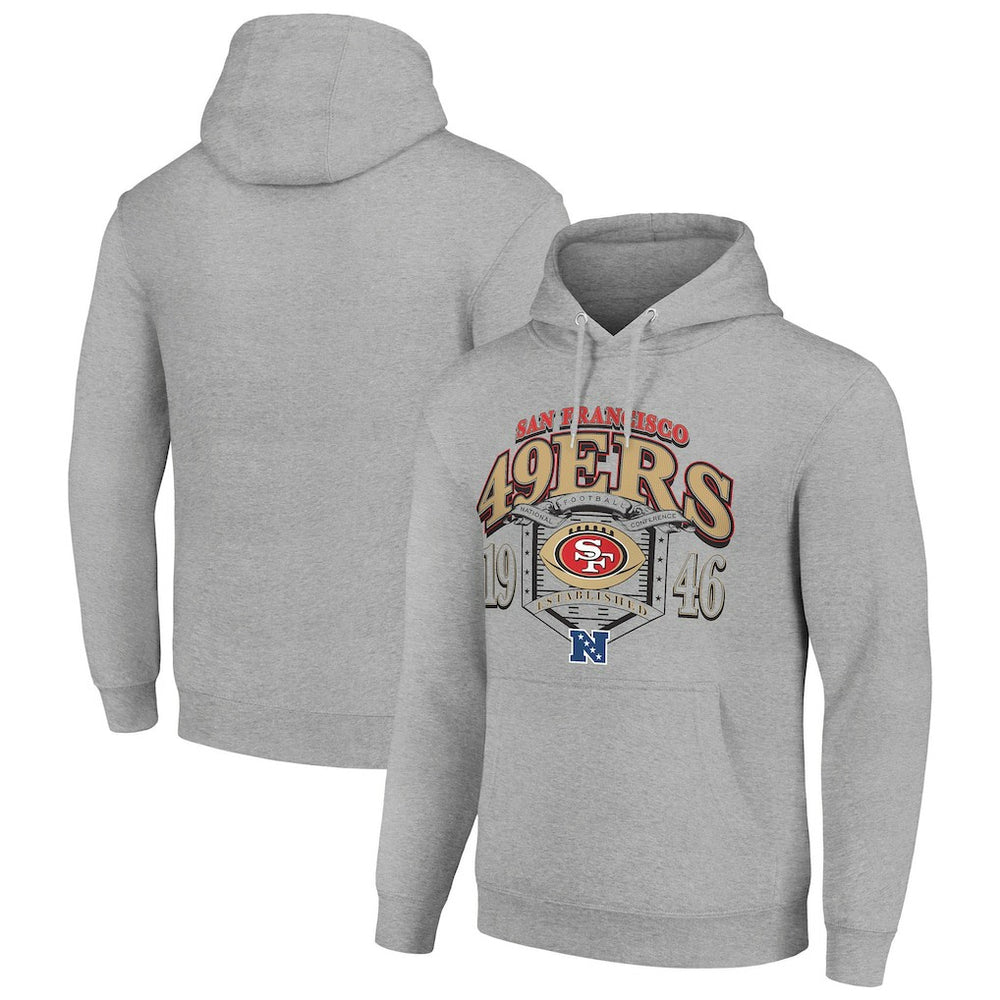 San Francisco 49ers Starter 80s Retro Pullover Hoodie Heather Gray | NFL