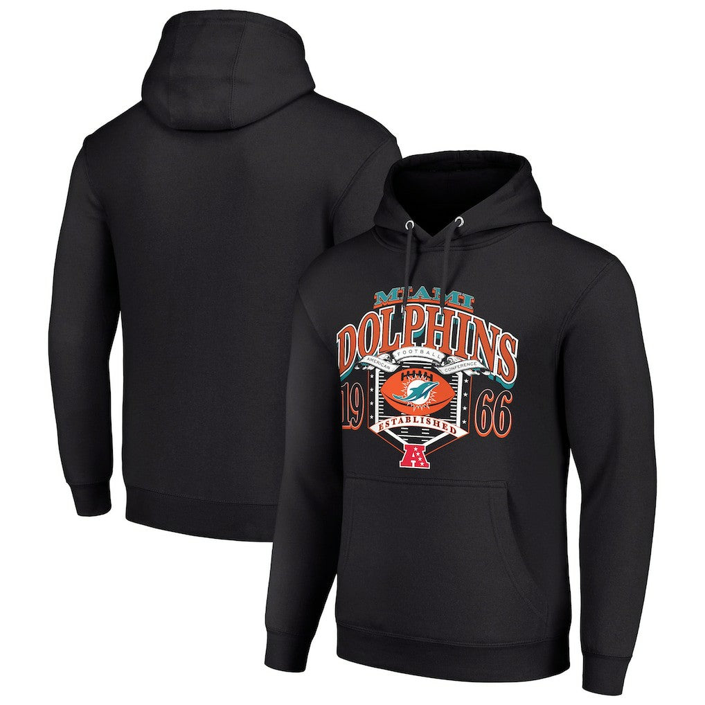 Miami Dolphins Starter 80s Retro Pullover Hoodie Black | NFL