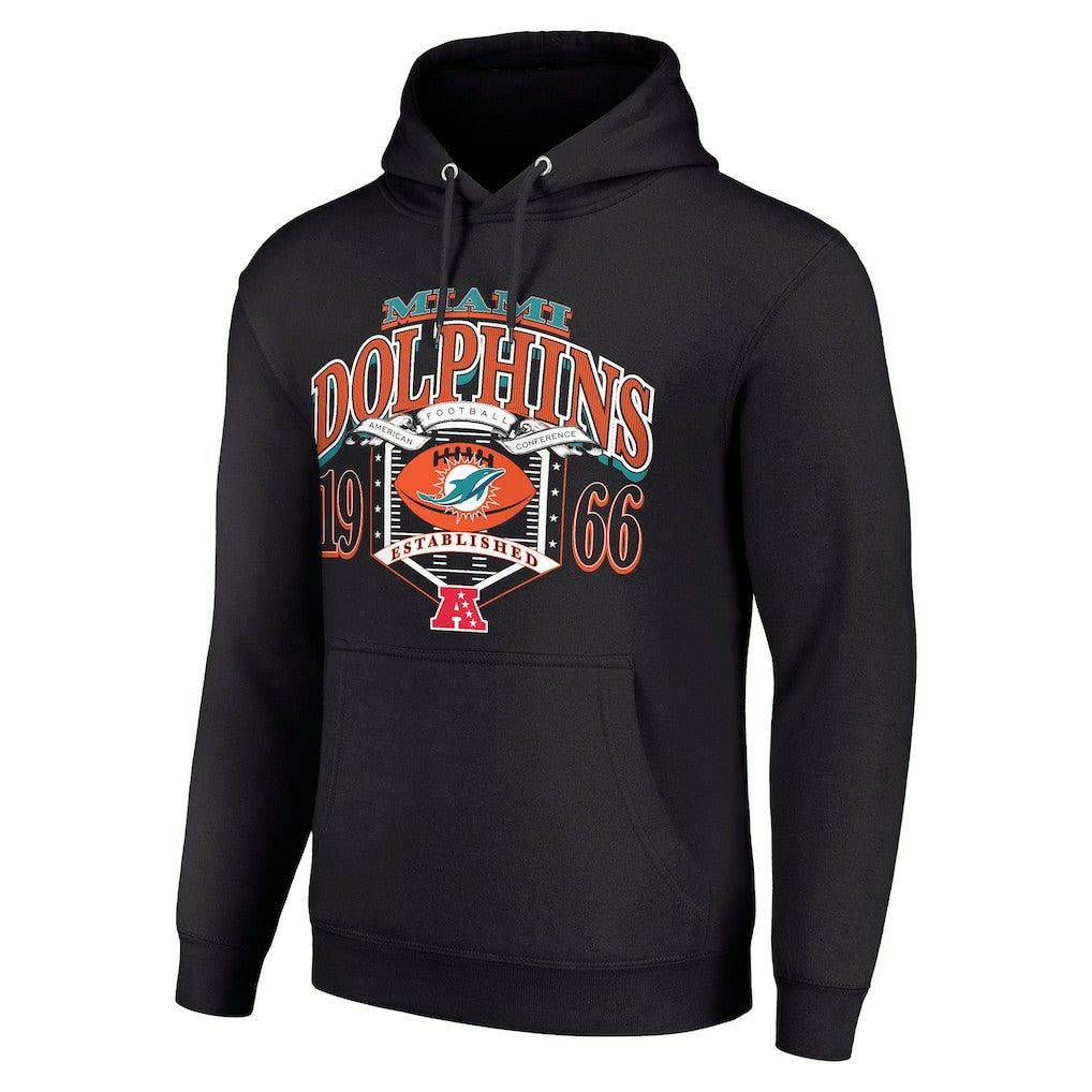 Miami Dolphins Starter 80s Retro Pullover Hoodie Black | NFL