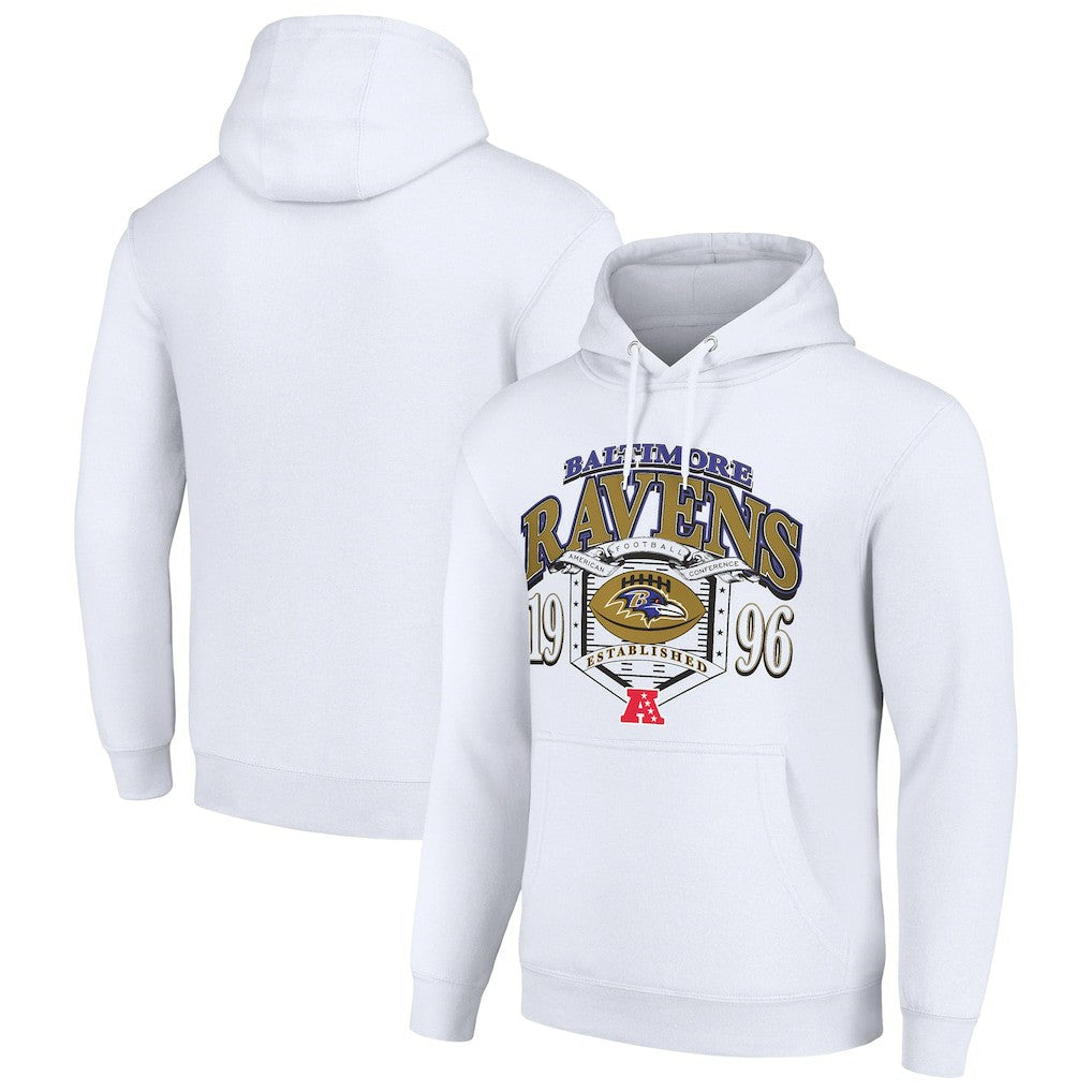 Baltimore Ravens Starter 80s Retro Pullover Hoodie White | NFL