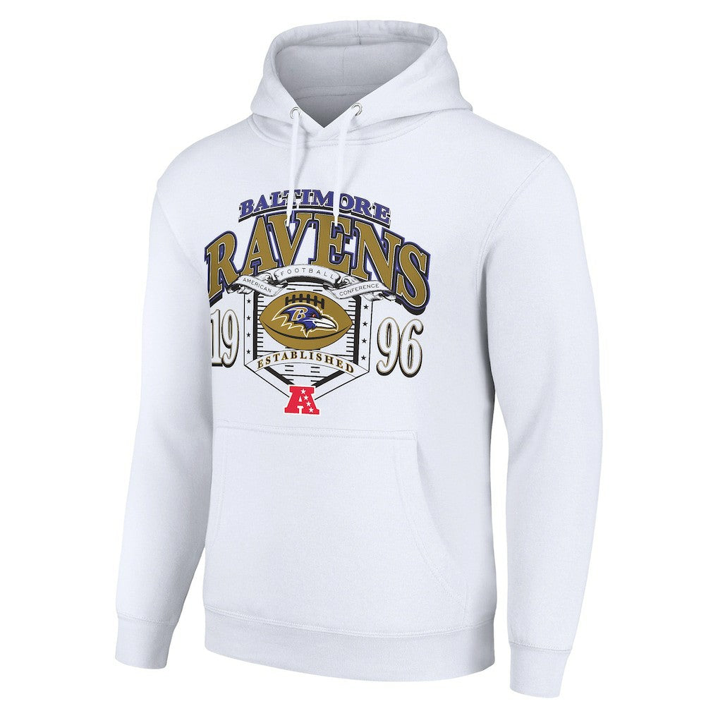 Baltimore Ravens Starter 80s Retro Pullover Hoodie White | NFL
