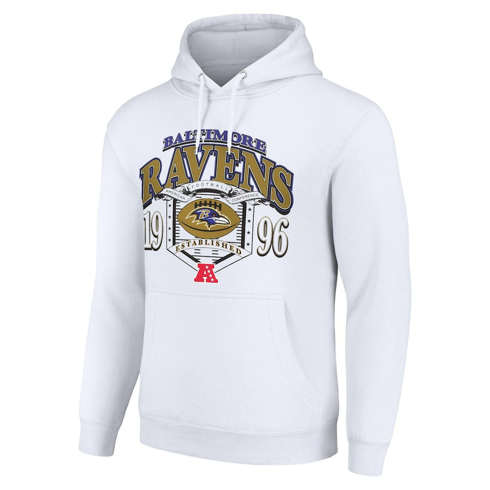 Baltimore Ravens Starter 80s Retro Pullover Hoodie White | NFL