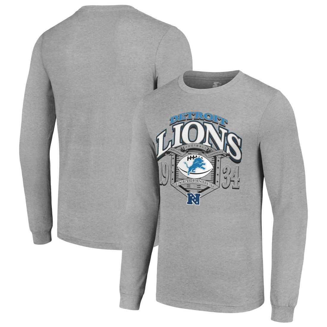 Detroit Lions Starter Retro Long Sleeve Graphic T-Shirt Heather Gray | NFL