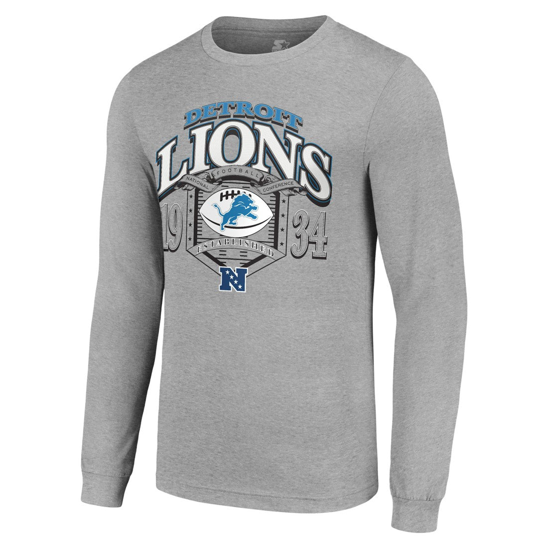 Detroit Lions Starter Retro Long Sleeve Graphic T-Shirt Heather Gray | NFL