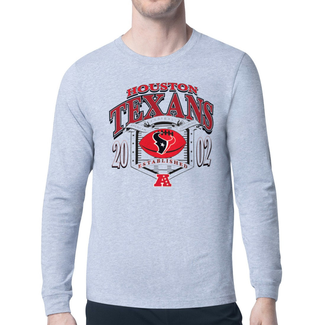 Houston Texans Starter Retro Long Sleeve Graphic T-Shirt Heather Gray | NFL