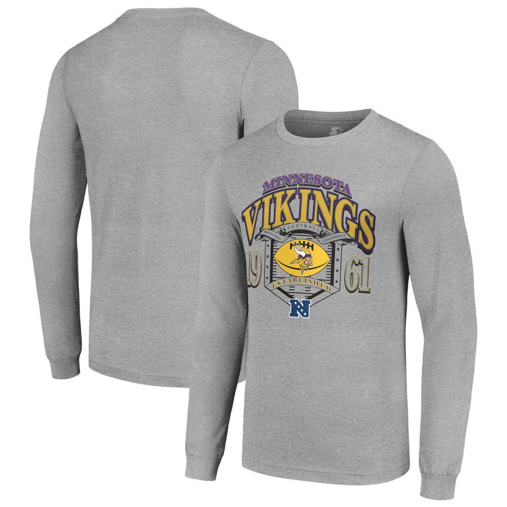 Minnesota Vikings Starter Retro Long Sleeve Graphic T-Shirt Heather Gray | NFL