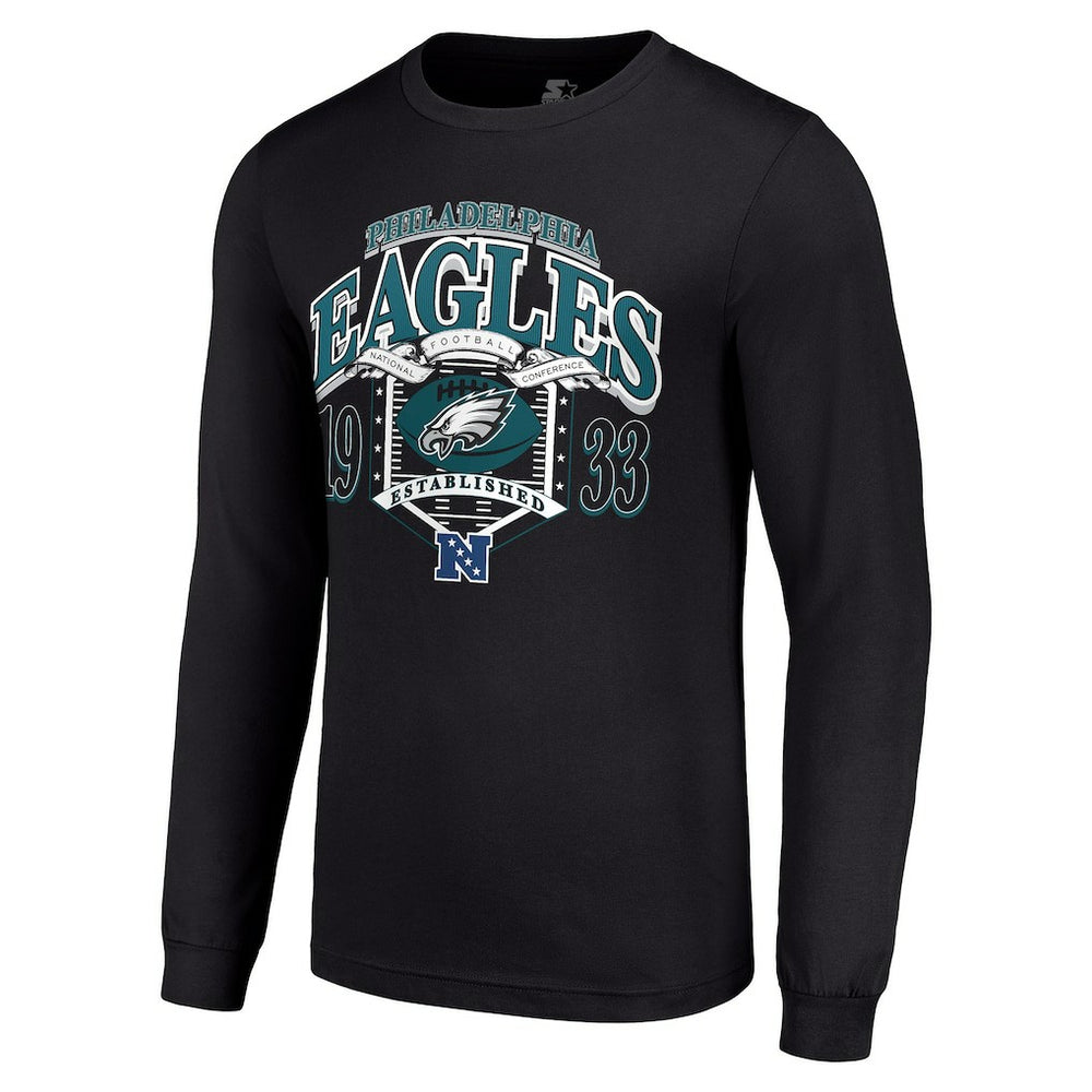 Philadelphia Eagles Starter Retro Long Sleeve Graphic T-Shirt Black | NFL