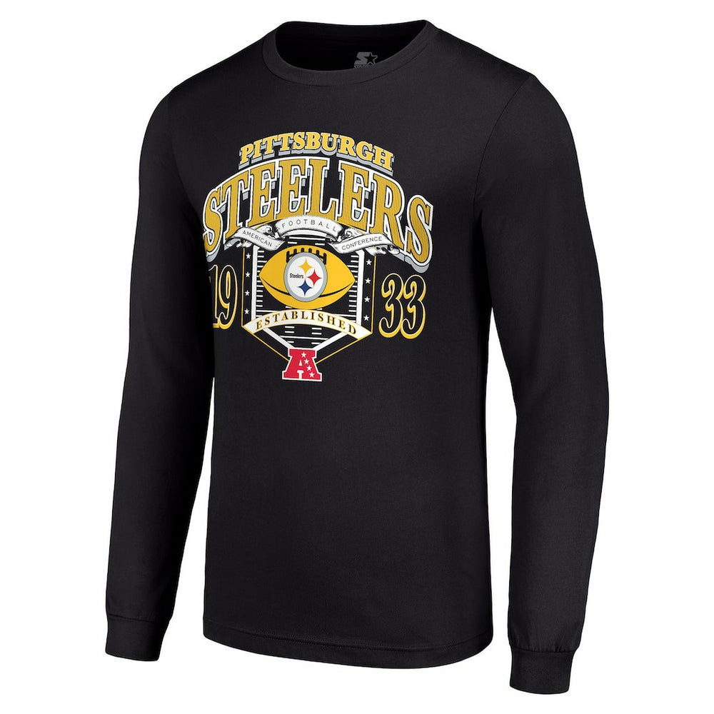 Pittsburgh Steelers Starter Retro Long Sleeve Graphic T-Shirt Black | NFL