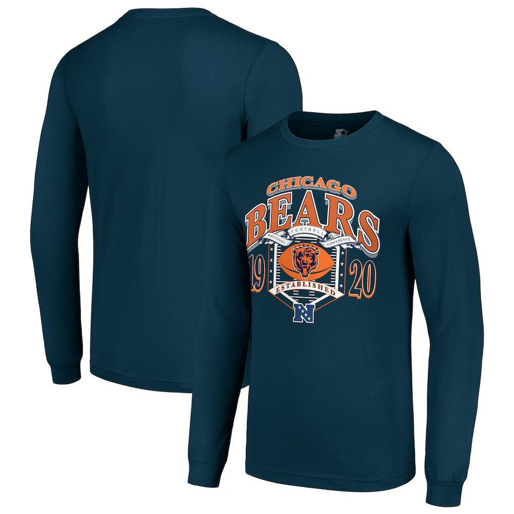 Chicago Bears Starter Retro Long Sleeve Graphic T-Shirt Navy | NFL