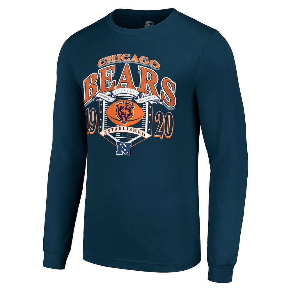 Chicago Bears Starter Retro Long Sleeve Graphic T-Shirt Navy | NFL