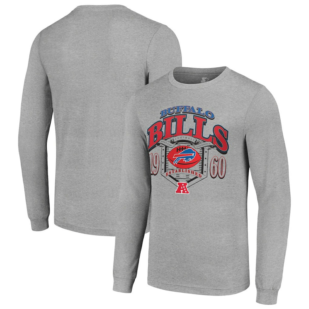 Buffalo Bills Starter Retro Long Sleeve Graphic T-Shirt Heather Gray | NFL