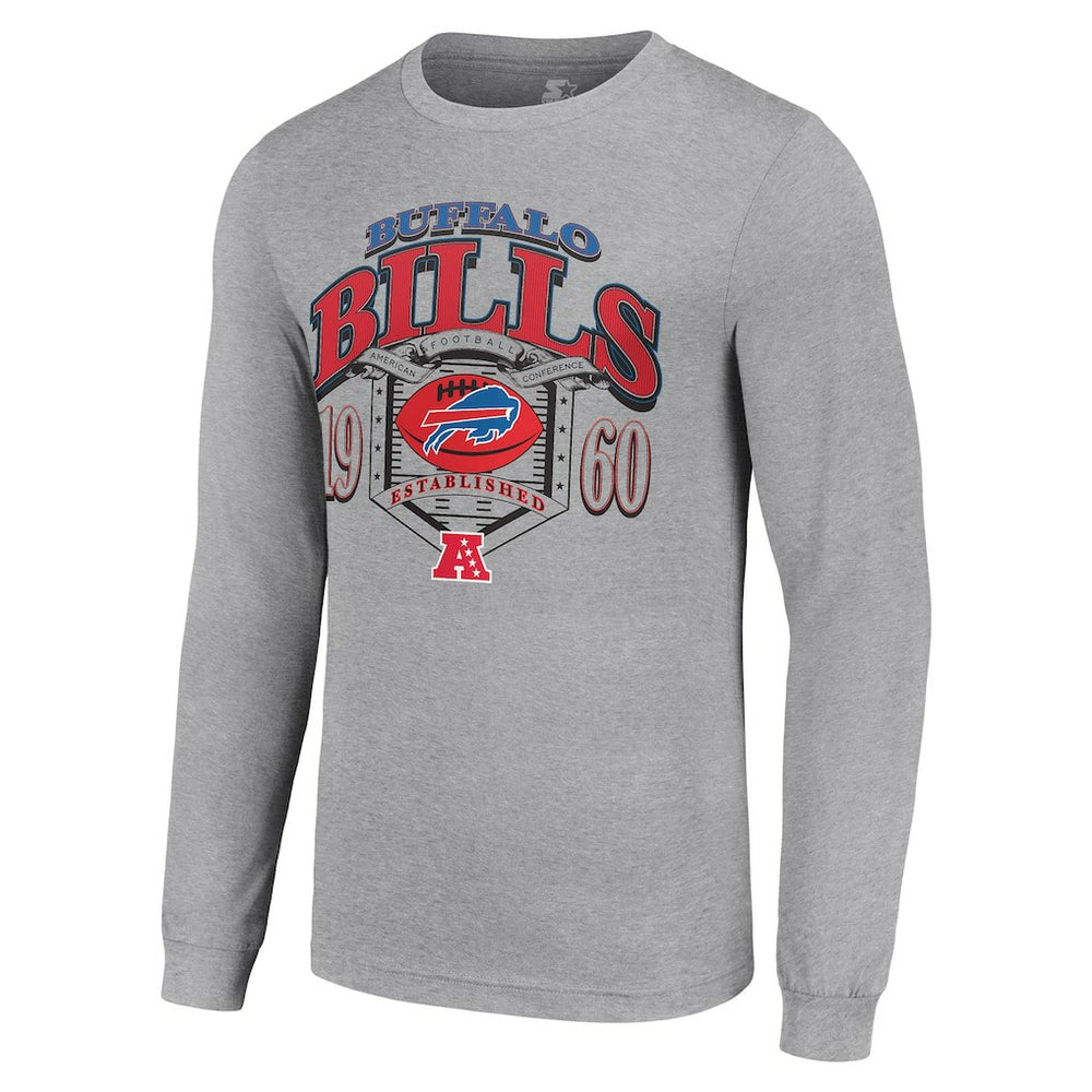 Buffalo Bills Starter Retro Long Sleeve Graphic T-Shirt Heather Gray | NFL